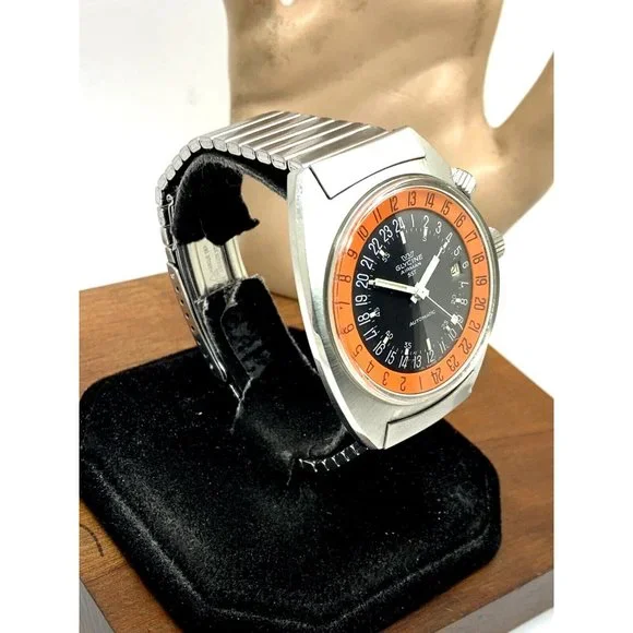 Glycine Airman SST Men's Watch Vintage Swiss Automatic Black Orange Dial - Picture 2 of 13